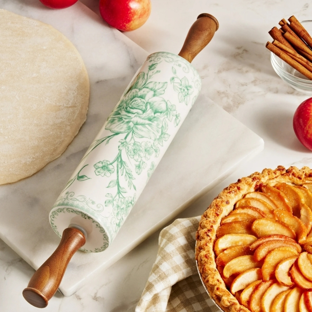 ❤️ New 2025 Pioneer Woman Agatha  Green Ceramic Rolling Pin